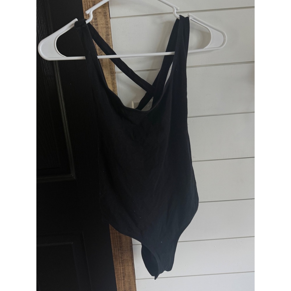ASOS Womens Black Scoop Neck Criss Cross Strappy Back Bodysuit Size‎ US 4